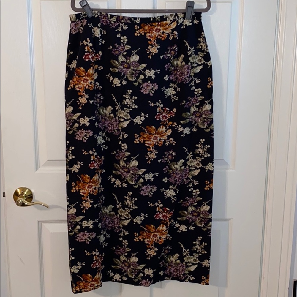 Casual Corner Annex long black floral skirt